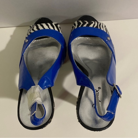 Qupid Women's 7 Blue & Zebra Pattern Heels - Picture 3 of 8
